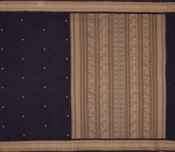 Elegant Kanchi Cotton Parutti Threadwork Butta Small Border Weavemaya Bangalore India Maya Navy Blue 1452386 1