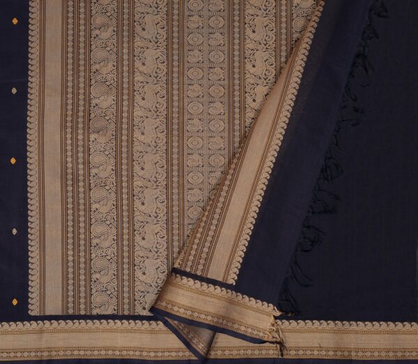 Elegant Kanchi Cotton Parutti Threadwork Butta Small Border Weavemaya Bangalore India Maya Navy Blue 1452386 2