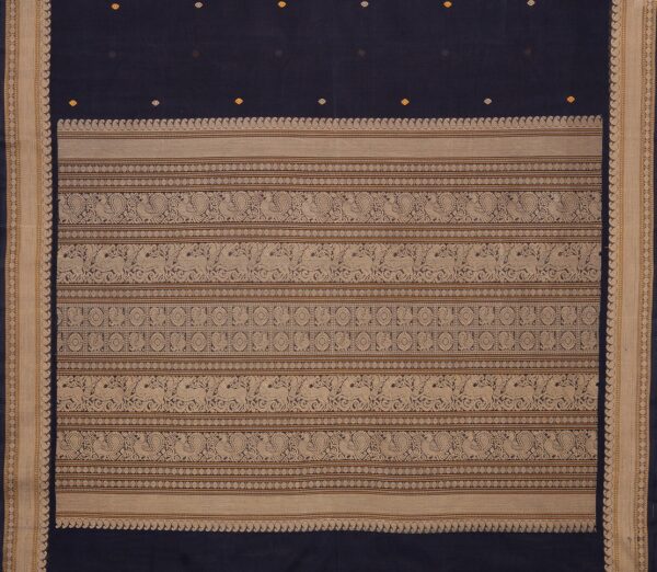 Elegant Kanchi Cotton Parutti Threadwork Butta Small Border Weavemaya Bangalore India Maya Navy Blue 1452386 3