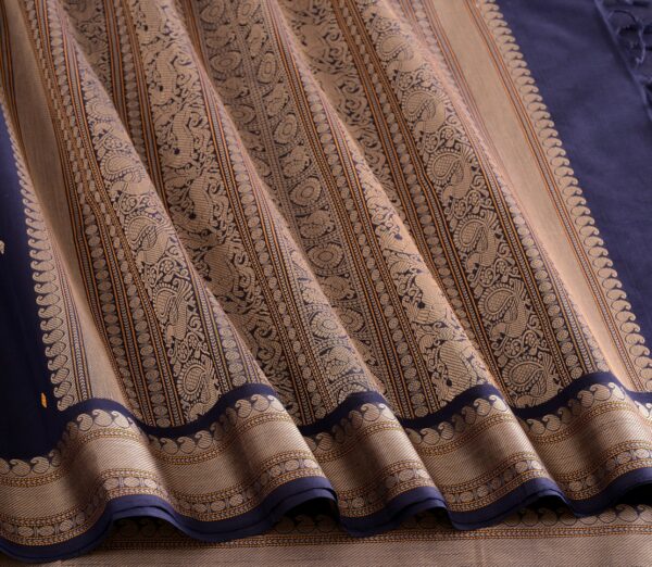 Elegant Kanchi Cotton Parutti Threadwork Butta Small Border Weavemaya Bangalore India Maya Navy Blue 1452386 5