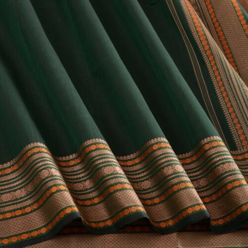 Elegant Kanchi Cotton Parutti Threadwork Weavemaya Bangalore India Maya Bottle Green 1452368 4