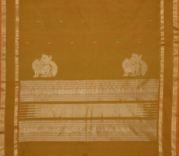Elegant Kanchi Cotton Parutti Zari Butta Corner Motif Pallu Weavemaya Bangalore India Maya Methi Brown 1622109 3