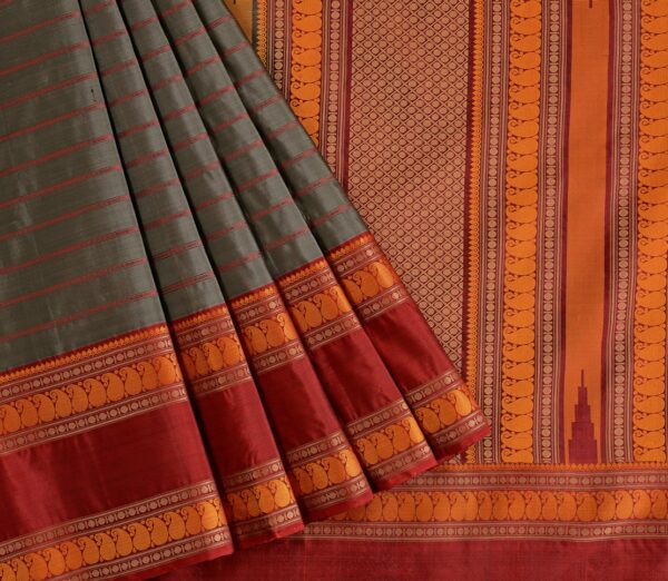 Elegant Kanjivaram Mrudula Tall Border Weavemaya Bangalore India Maya Grey 1442330 3