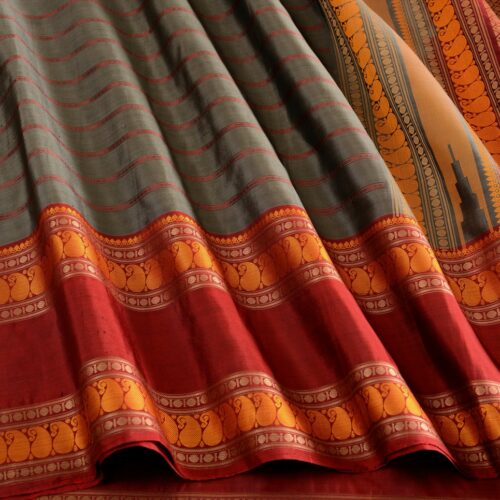 Elegant Kanjivaram Mrudula Tall Border Weavemaya Bangalore India Maya Grey 1442330 4