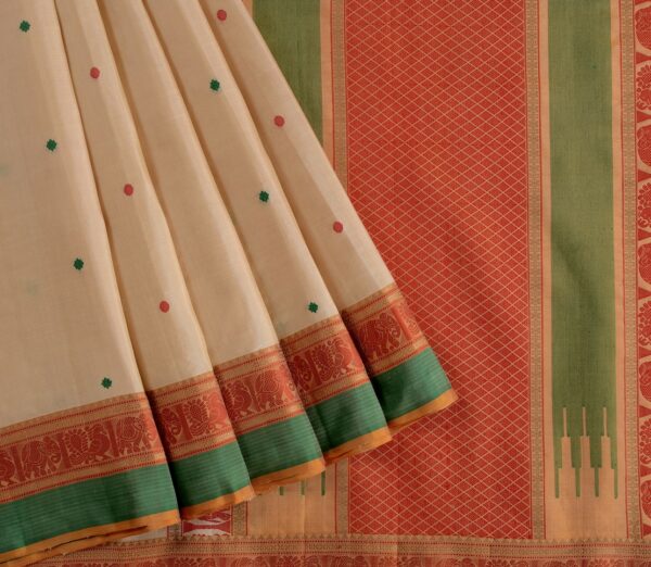 Elegant Kanjivaram Mrudula Threadwork Butta Weavemaya Bangalore India Maya Cream 1442341 3