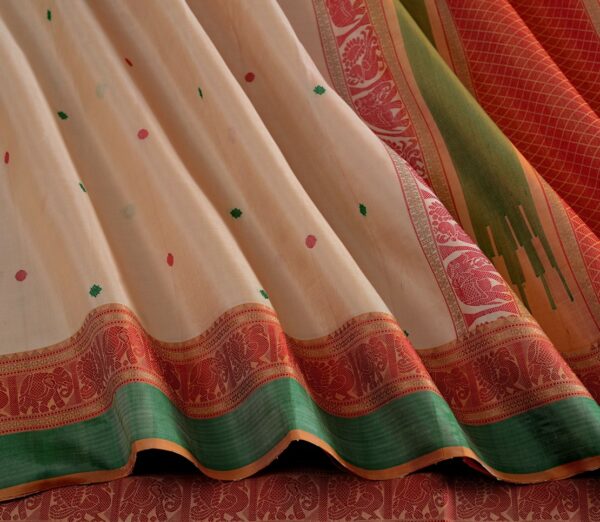 Elegant Kanjivaram Mrudula Threadwork Butta Weavemaya Bangalore India Maya Cream 1442341 4
