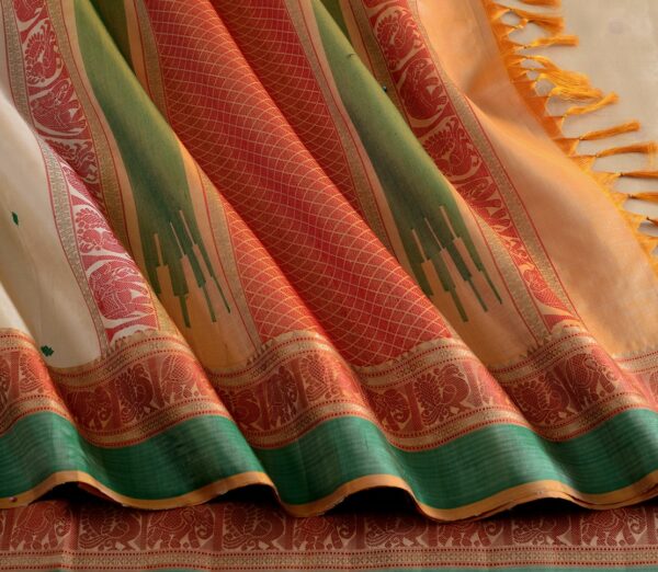 Elegant Kanjivaram Mrudula Threadwork Butta Weavemaya Bangalore India Maya Cream 1442341 5