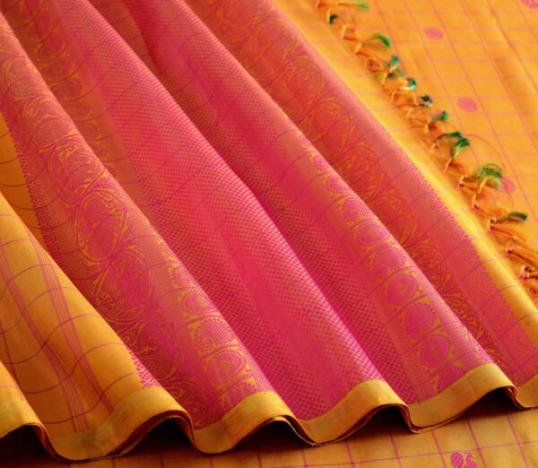Elegant Kanjivaram Nouveau Kanchi Kattam Butta Threadwork Borderless Weavemaya Bangalore India Maya Mustard 3542407 5