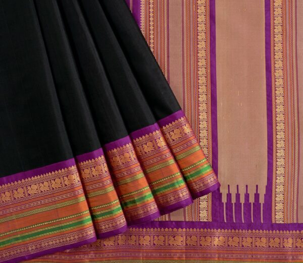 Elegant Kanjivaram Sampradaya Threadwork Korvai Border Weavemaya Bangalore India Maya Black 3542423 3