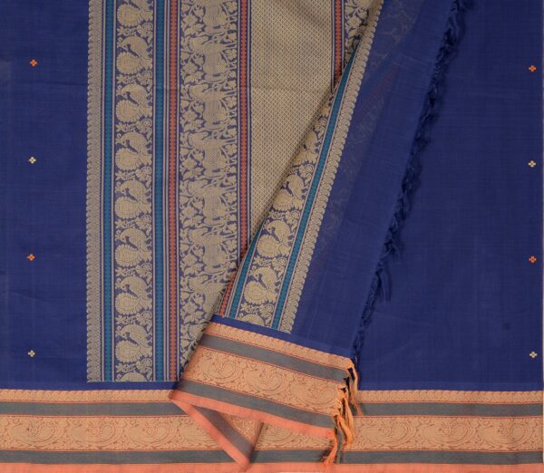 Elegant Kanchi Cotton Parutti Small Butta Weavemaya Bangalore India Maya Blue C220803 2