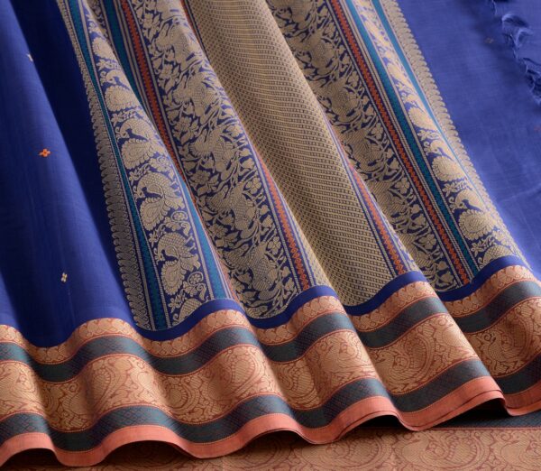 Elegant Kanchi Cotton Parutti Small Butta Weavemaya Bangalore India Maya Blue C220803 5