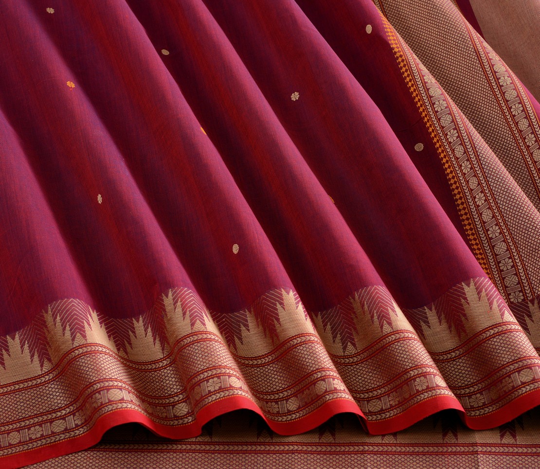 Elegant Kanchi Cotton Parutti Small Butta Weavemaya Bangalore India Maya Dark Pink 1452371 4