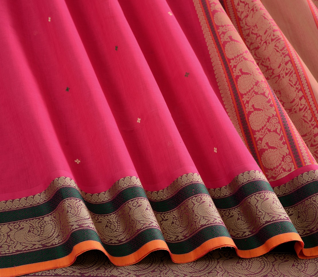 Elegant Kanchi Cotton Parutti Small Butta Weavemaya Bangalore India Maya Pink C220805 4