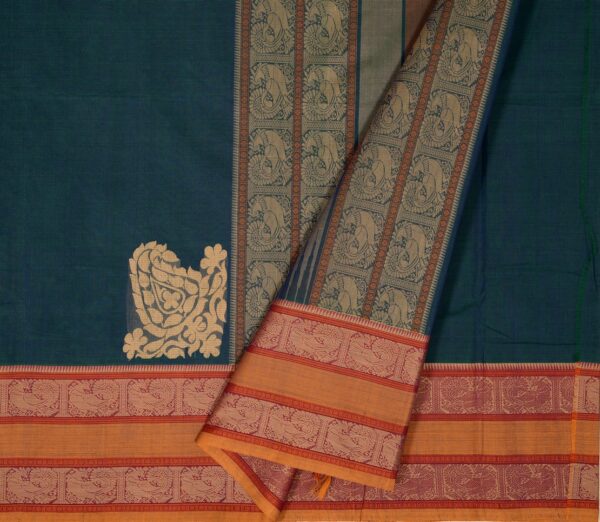 Elegant-Kanchi-Cotton-Parutti-Tall-Border-Weavemaya-Bangalore-India-Maya-Peacock-Blue-76821046-2