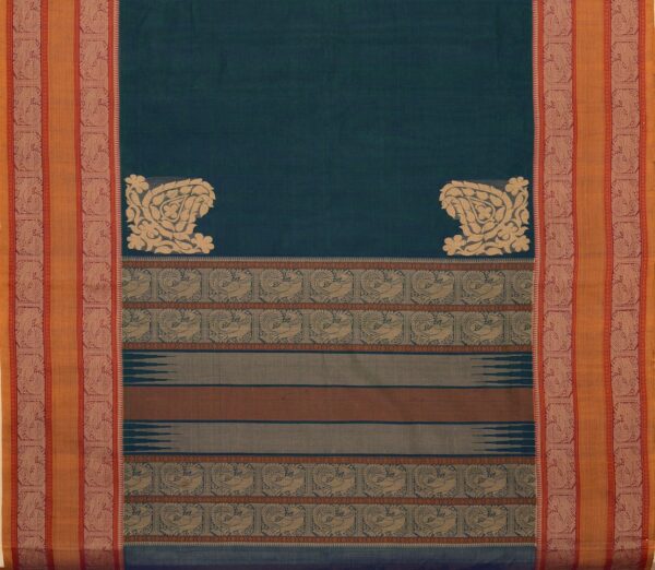 Elegant-Kanchi-Cotton-Parutti-Tall-Border-Weavemaya-Bangalore-India-Maya-Peacock-Blue-76821046-3