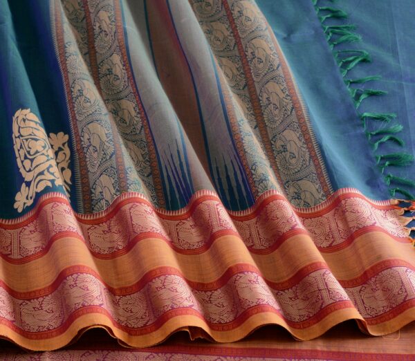 Elegant-Kanchi-Cotton-Parutti-Tall-Border-Weavemaya-Bangalore-India-Maya-Peacock-Blue-76821046-5