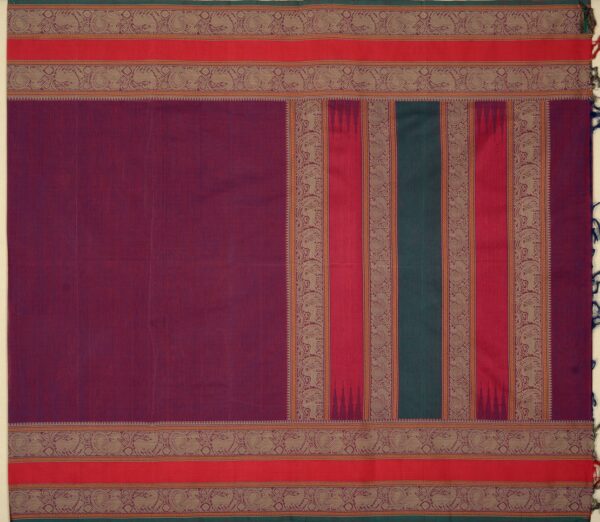 Elegant Kanchi Cotton Parutti Tall Border Weavemaya Bangalore India Maya Purple 8122065 1