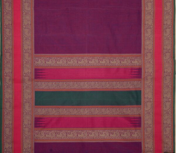 Elegant Kanchi Cotton Parutti Tall Border Weavemaya Bangalore India Maya Purple 8122065 3