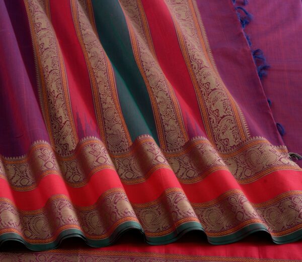 Elegant Kanchi Cotton Parutti Tall Border Weavemaya Bangalore India Maya Purple 8122065 5