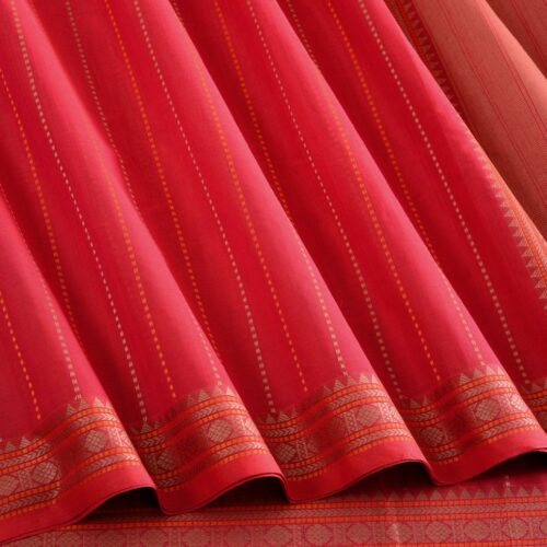 Elegant Kanchi Cotton Parutti Vertical Lines Weavemaya Bangalore India Maya Red 1452382 4