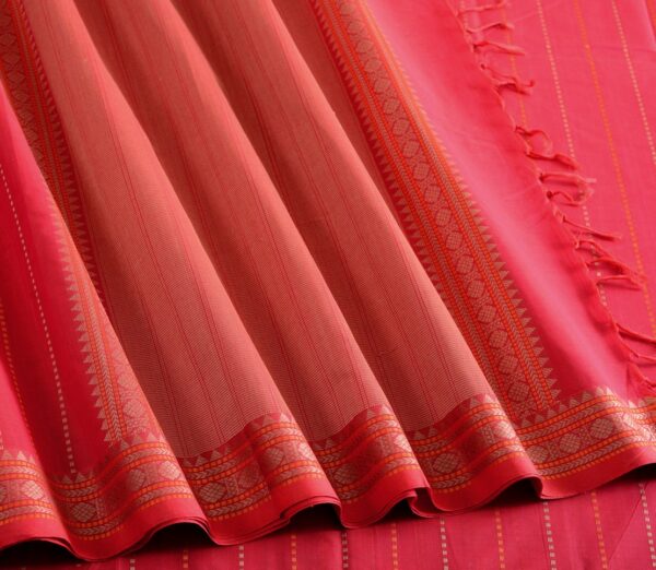 Elegant Kanchi Cotton Parutti Vertical Lines Weavemaya Bangalore India Maya Red 1452382 5