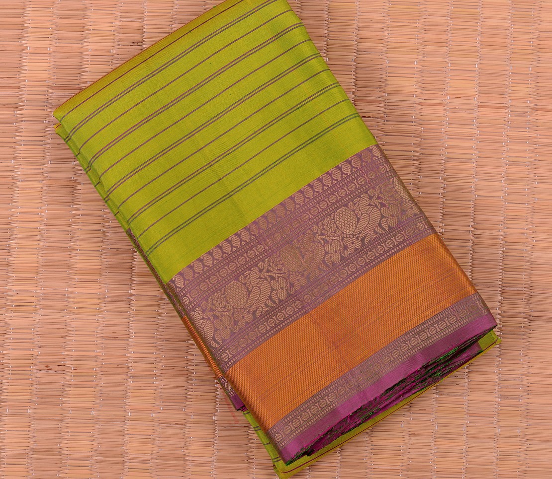 Elegant Kanjivaram Mrudula Pinstripes Weavemaya Bangalore India Maya Parrot Green 2382317 1a